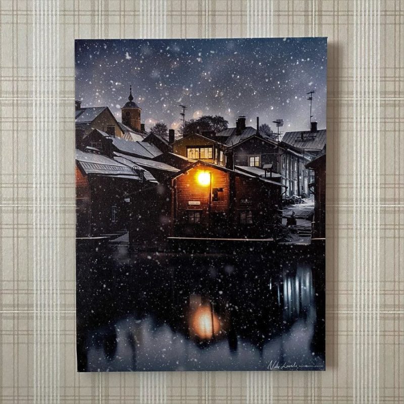 Valotaulu 30x40cm - Ensilumi aitoilla, Niko Laurila