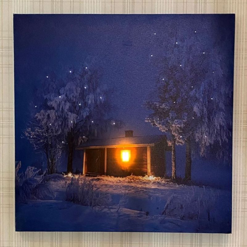 Valotaulu 40x40cm - Punaisen mökin kutsu, Jukka Risikko