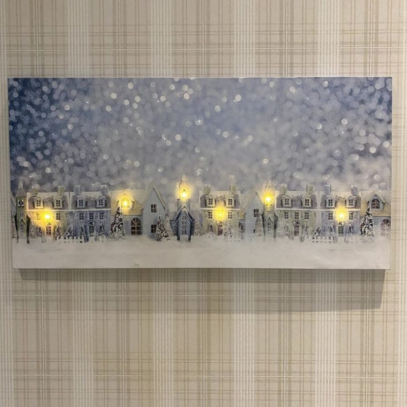 Valotaulu 60x30cm - Talvinen kylä