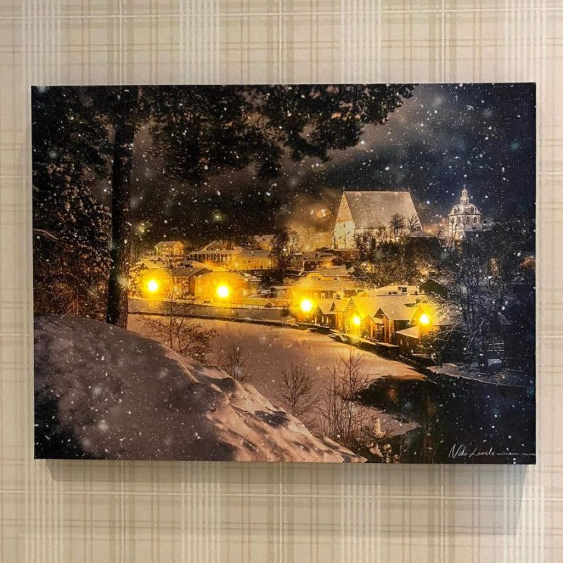 Valotaulu 60x40 cm - Vanhan Porvoon unelma